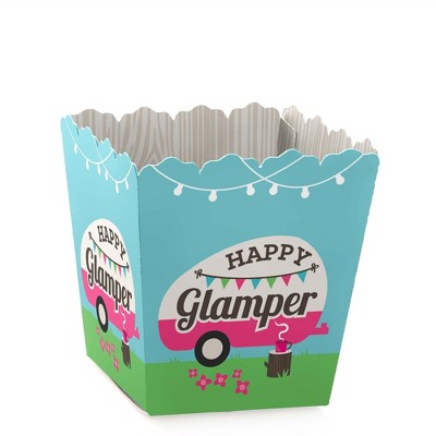 Big Dot of Happiness Let's Go Glamping - Party Mini Favor Boxes - Camp Glamp Party or Birthday Party Treat Candy Boxes - Set of 12