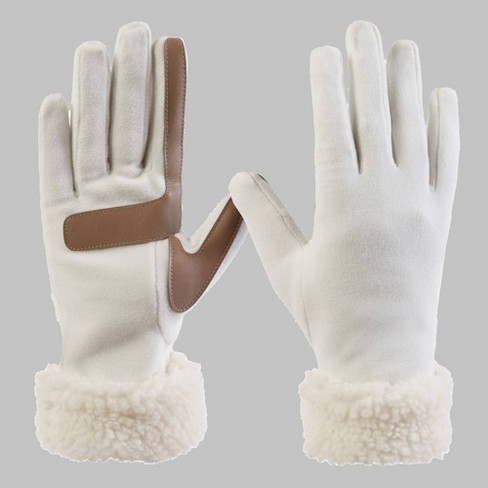 Isotoner Adult Recycled Berber Fleece Gloves - Ivory L/xl : Target