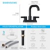 Munora 2 Handle 4 Inch Centerset Bathroom Sink Faucet with Pop Up Drain and Water Supply Lines, Matte Black - 3 of 4