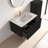 30" Wall-Mounted Floating Bathroom Vanity with Striped White Texture, Glossy White Integrated Ceramic Sink, Push-Open Drawer - 2 of 4