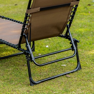 Brown Adjustable Reclining Chaise Lounge with Removable Pillow