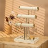 3-Tier Beige Velvet Bracelet Holder - Detachable T-Bar Display for Jewelry & Watches - 4 of 4