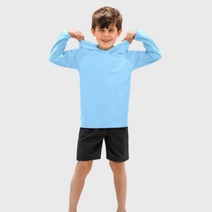 City Threads Swim UPF 50+ Hooded Long Sleeve Rashguard Tee for Boys and Girls - USA-Made - 1 of 4