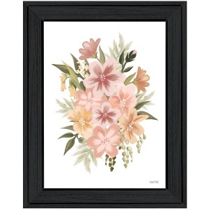 HomeRoots Peachy Petals Black Framed Print Wall Art - 1 of 4