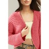 Womens Cardigan Sweater Knit Cropped Open Front Strip Rib Textured Cardigan with Curved Hem Trendy Sweater Cardigan Knit Shrugs - 3 of 4