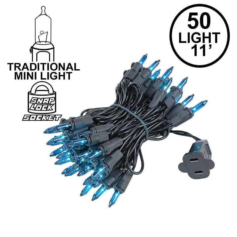 Novelty Lights 50 Light Incandescent Mini Christmas String Lights Black Wire 11 Feet, 4 of 6