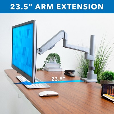 Silver Adjustable Gas Spring Single Monitor Desk Mount