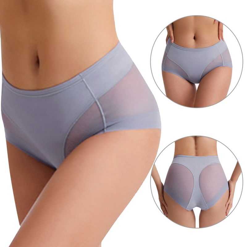 Agnes Orinda Women's Laser Cut Mesh Soft High Rise Brief Solid Stretchy Underwear, 2 of 6