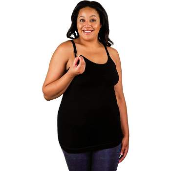 Bamboobies Nursing Tank Top, Maternity Clothes for Breastfeeding, Black, Large