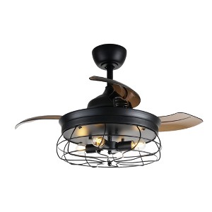 Parrot Uncle 36" Modern Black Bladeless Fandeliers Ceiling Fans with Light and Remote - 1 of 4