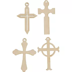Juvale 24 Pack Unfinished Wood Cross Ornament for Christmas Tree Decorations, DIY Holiday Wooden Crafts, 2.3x4.6 Inches