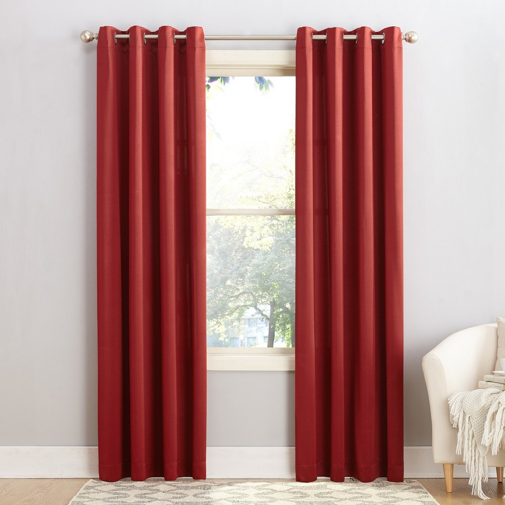 Photos - Curtains & Drapes 54"x95" Sun Zero Room Darkening Seymour Grommet Curtain Panel Red