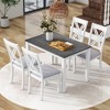 Solid Wood Rustic Minimalist Wood 5-Piece Dining Table Set with 4 Chairs for Small Places - 3 of 4