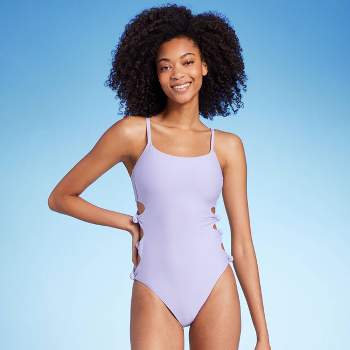 Women's Cut Out Knotted One Piece Swimsuit - Shade & Shore™ Lilac Purple 