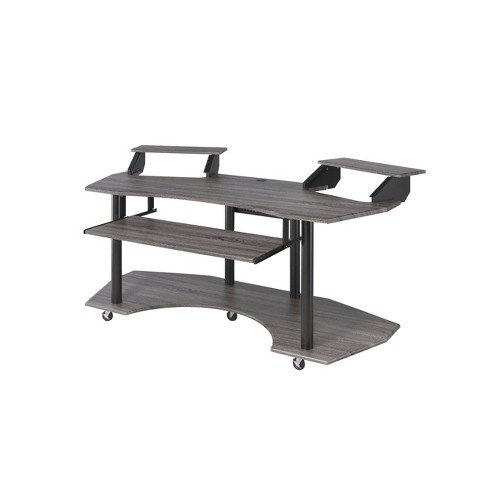 Acme Furniture Eleazar 2 Stands Computer Desk Black Oak: Metal Frame ...