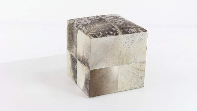 Contemporary Square Cowhide Leather Stool Ottoman - Olivia & May, 2 of 28, play video