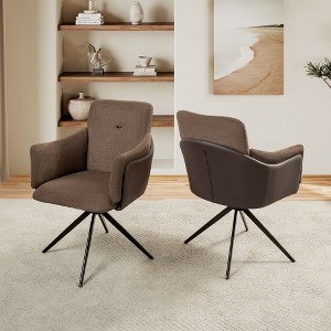 PAGED Accent Chair Set of 2, Swivel Accent Chair with Metal Base, Upholstered Arm Chair for Living Room, Beige - 1 of 4