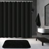 3Pack Bathroom Curtain Set with Shower Rug and Towel Waterproof Non Slip Black Bath Soft Hand Towel 12 Hooks Hotel Decor - 2 of 4