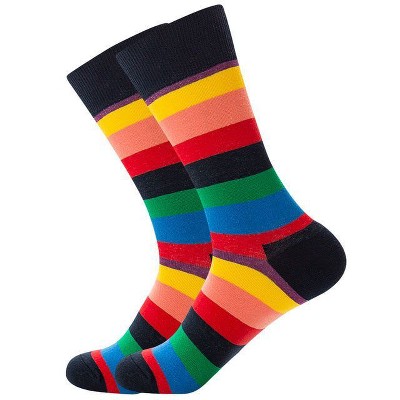 Rainbow Stripes Socks (Men's Sizes Adult Large) from the Sock Panda
