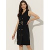 Allegra K Women's Sleeveless V Neck Notched Lapel Double Breasted Belted Work Office Dress - 3 of 4