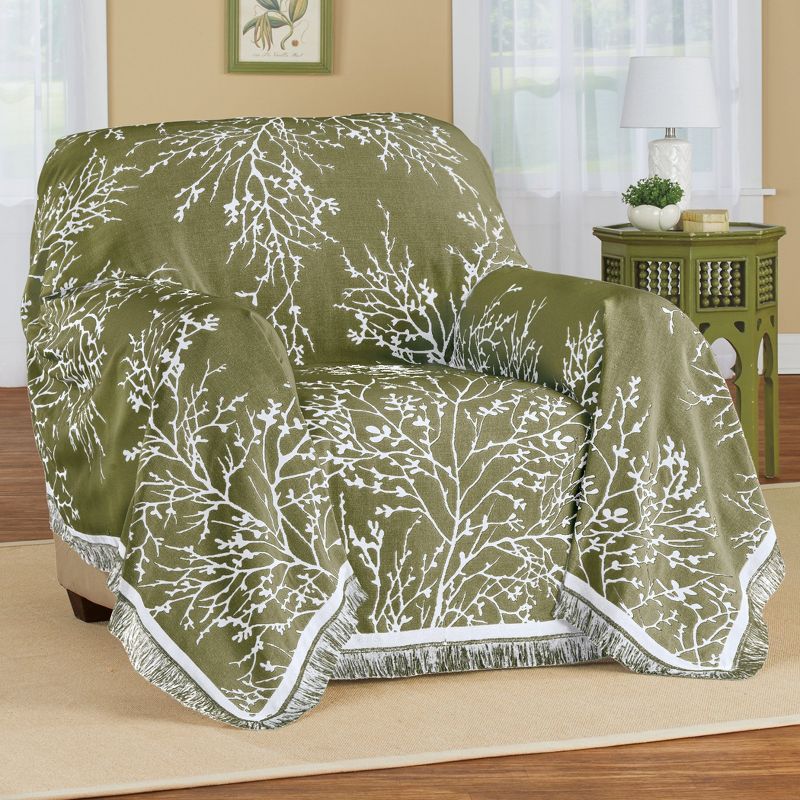 Collections Etc Reversible Branch Design Tapestry Furniture Throw, 2 of 5