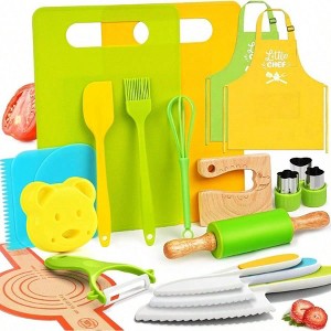 Montessori Kitchen Tools - 21PCS Cooking Set with Safe Knives and Cutting Tools - 1 of 4