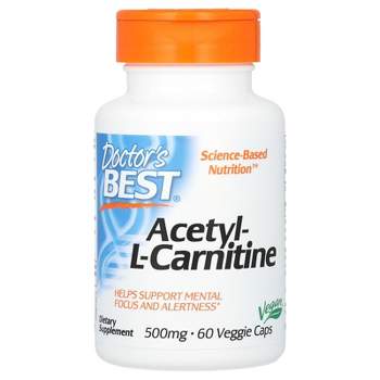 Doctor's Best Acetyl-L-Carnitine, 1,000 mg, 60 Veggie Caps (500 mg per Capsule)