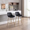 30" Velvet Fabric Counter Height Bar Stools Set of 2 with Chrome Footrest and Metal Legs for Kitchen, Dining, or Bar - 3 of 4