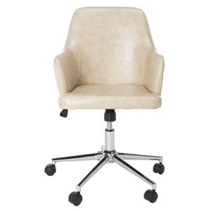 Cadence Swivel Office Chair Beige/Chrome - Safavieh
