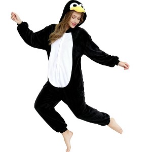 Aoibox Unisex Adult Penguin Onesies - Soft Warm One-Piece Animal Pajamas, Cute Cosplay Costume for Sleepwear Party Halloween - 1 of 4