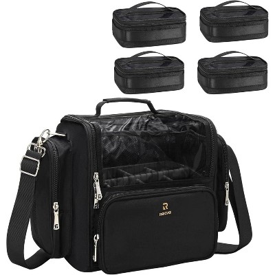 Makeup Brush Bag Extra Large Makeup Brush Case with 4 small bags Professional Makeup Artist Brush Holder Stand Up Organizer