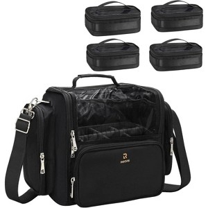Makeup Brush Bag Extra Large Makeup Brush Case with 4 small bags Professional Makeup Artist Brush Holder Stand Up Organizer - 1 of 4