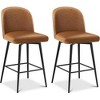 JUJABU 360°Swivel Upholstered Barstools Set of 2 with Backs and Metal Legs, 26" Seat Height Faux Leather Kitchen Counter Stool Chairs - 2 of 4