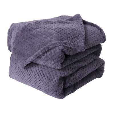 1 Pc Full/Queen Polyester Plush Flannel Bed Blankets Cyber Grape Purple - PiccoCasa