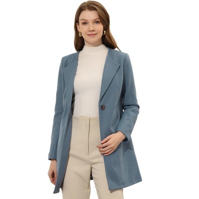 INSPIRE CHIC Women's Mid-thigh Collarless Single Breasted Outwear Winter Overcoat