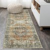 9x12 Area Rug Washable, Low-Pile Rug with Non-Slip Rubber Backing, Boho Vintage Style, Ideal for Bedroom Living Room Home Office Playroom, Blue - 2 of 4