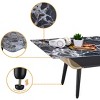 Landon 47inCoffee Table with Glass Black Marble Texture Top and Bent Wood Design - 3 of 4