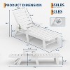 TackView 5-Position Patio Lounge Chair for Outside, HDPE Outdoor Chaise Lounge with Cup Holder, Resin Pool Lounger Chair with Rolling Wheels, White - 2 of 4