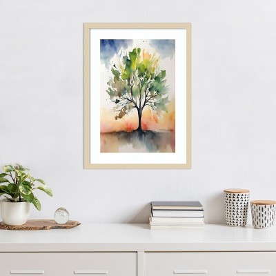 Svelte Natural Wood Framed Abstract Tree Print, 19 x 25 Inches