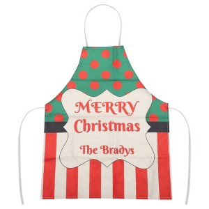 Unique Bargains Christmas Aprons Christmas Celebration in English Linen Red Green Beige White 21.65"x26.77" 1 Pcs - 1 of 4
