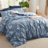 3 Pieces Reversible Striped Duvet Cover Set with Zipper Closure Bedding Set with 8 Corner Ties - 2 of 4