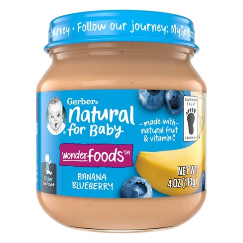 Gerber Baby Food Stage 2 Banana Blueberry Puree Jar - 4oz : Target