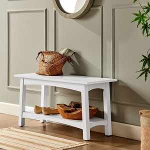36" Middlebury Wood Entryway Bench White - Alaterre Furniture: Storage Shelf, Compact Design - 1 of 4