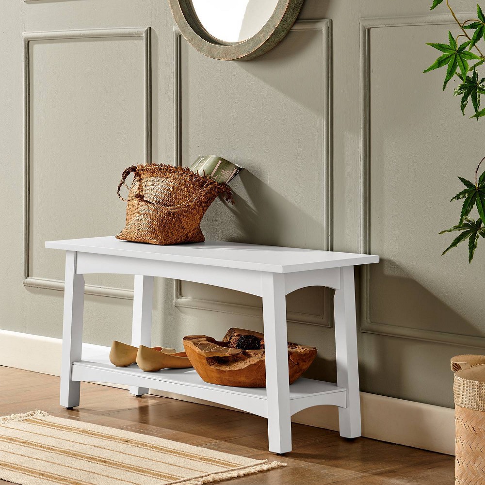Photos - Pouffe / Bench 36" Middlebury Wood Entryway Bench White - Alaterre Furniture: Storage Shelf, Compact Design