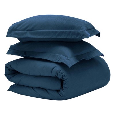 Flannel Cotton Modern Solid Fuzzy Duvet Cover Set With Pillow Shams by Blue Nile Mills