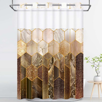 LunaLulinlk Hookless Shower Curtain with Snap in Liner