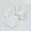 Set of 2 Linen Upholstered Armless Dining Chairs with Casters and Storage for Dining Room or Home Office-The Pop Home - 2 of 4