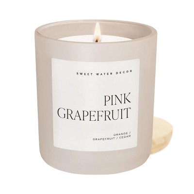 Sweet Water Decor Pink Grapefruit 15oz Tan Matte Jar