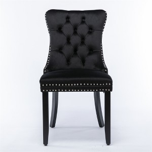 COWLOWN Set of 2 Modern Velvet Dining Chairs, Tufted High Back, 280lb Capacity, Wood Legs, Nailhead Trim - 1 of 4