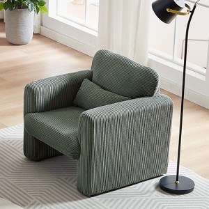 CAVINAS Modern Single Sofa Corduroy Upholstered Lounge Chairs Couch with Support Pillow for Apartment - 1 of 4